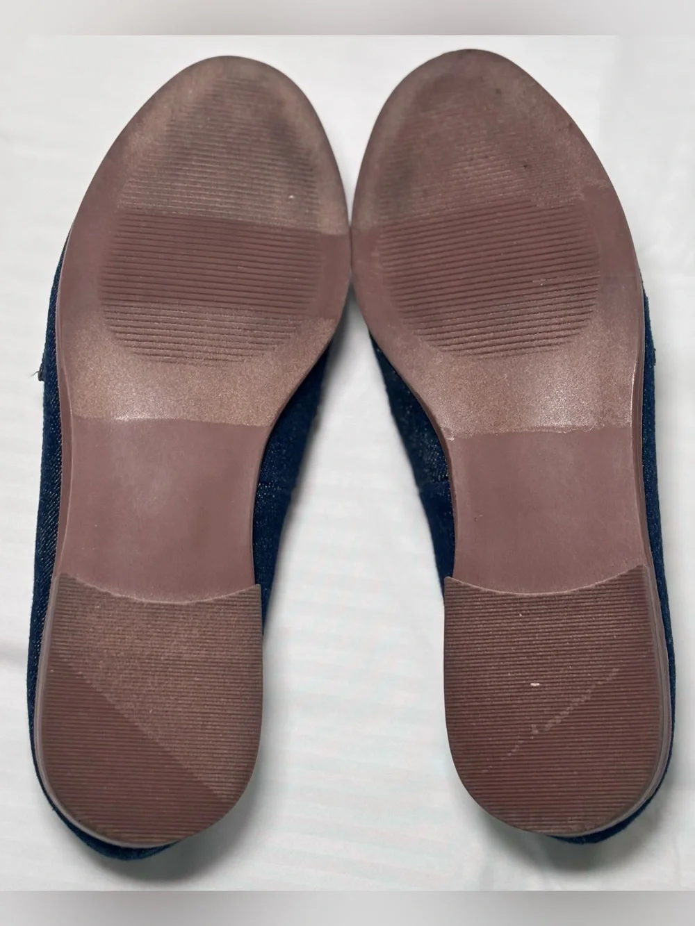 Ann Taylor Denim Loafers with Gold Horsebit Detail